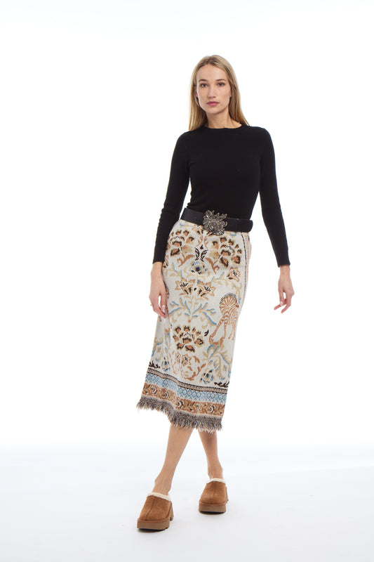 Camille Knit Fringe Skirt